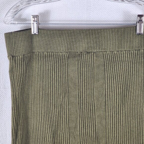 Nicki Minaj Olive Green w/Hot Pink Front Zipper Ribbed Rayon Nylon Skirt Size XL - Picture 10 of 16